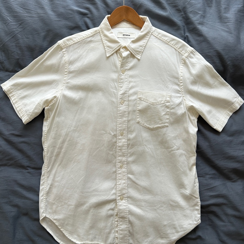 Buck Mason Draped Twill Short-sleeve One Pocket Shirt
